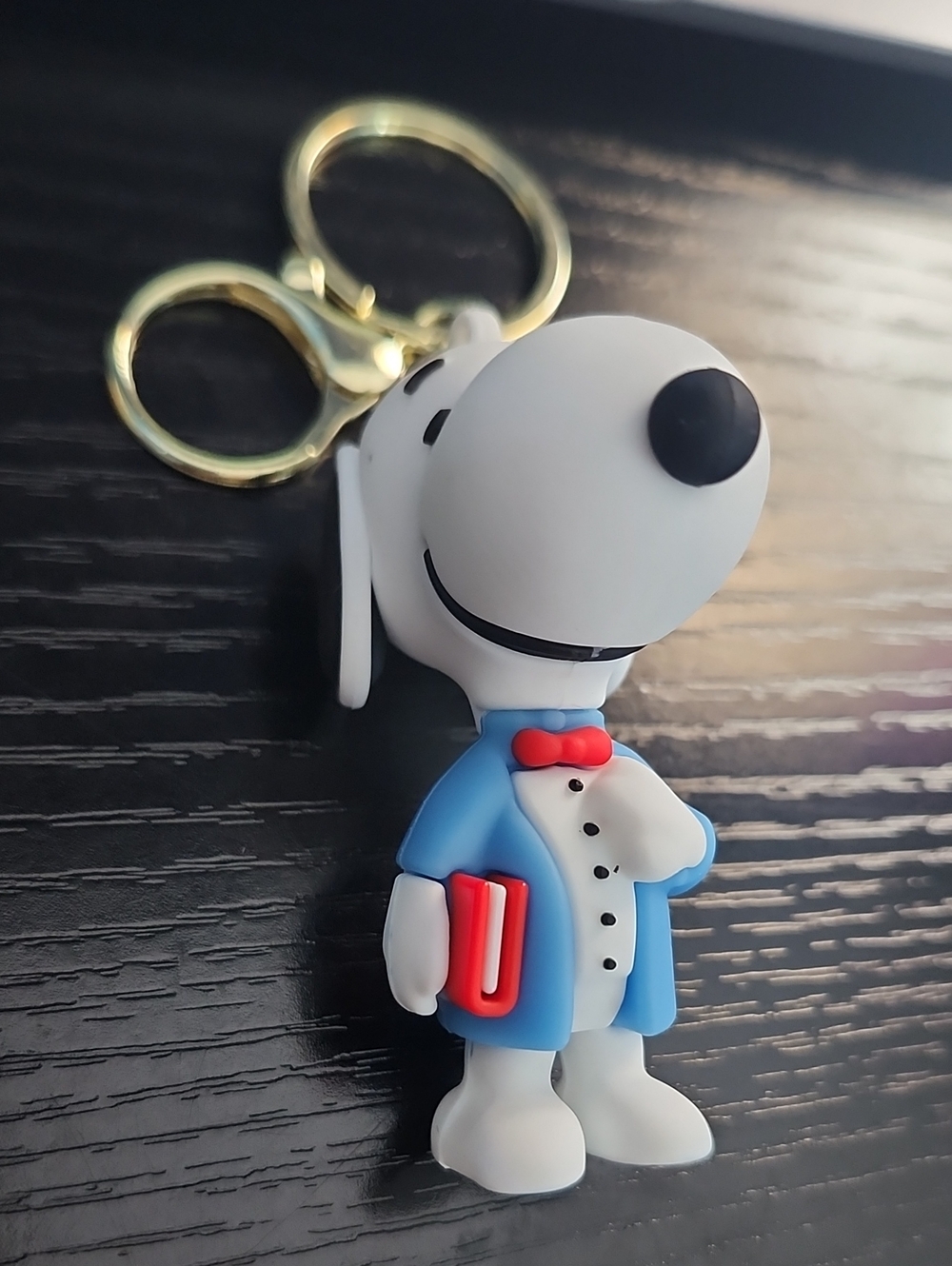Peanuts Snoopy Dog Keychain Bag Charm with Red Bow Tie and Book